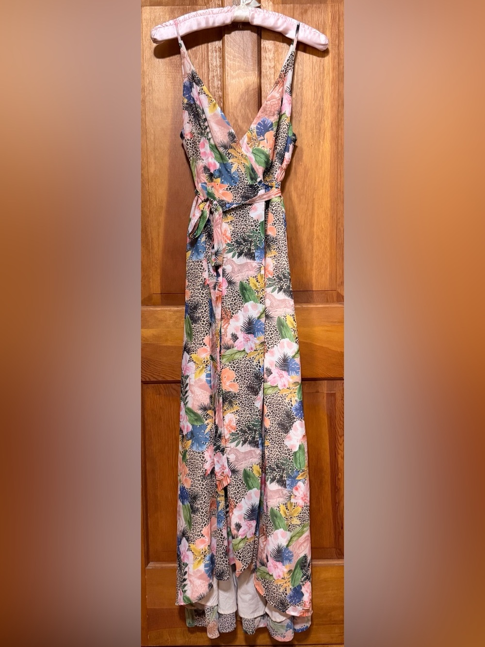 Hutch~Floral Wrap High-Low Leah Wrap Dress in Pink, Blue, Green~Size Small~$335~ - Picture 6 of 8